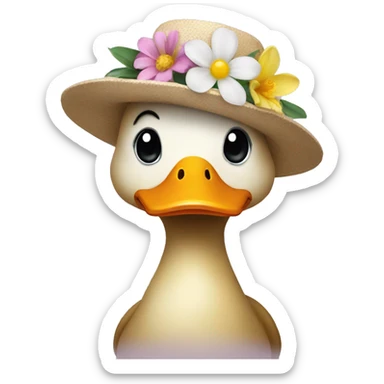 Duck with flower hat sticker
