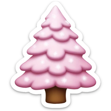 Pastel Pink snowy Christmas tree sticker