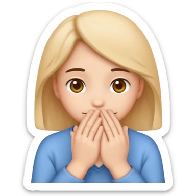 A single emoji that's feeling shy. In love. But hiding behind hands.  sticker