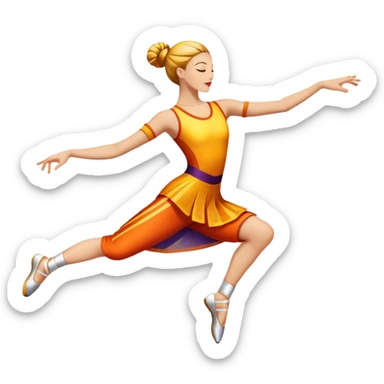 Humanless emoji of Contemporary Dance: The icon should convey the energy and creativity of contemporary dance through symbols and visual elements. bright modern clothing, movement lines, and stage lighting like spotlights.  Transparent background. sticker