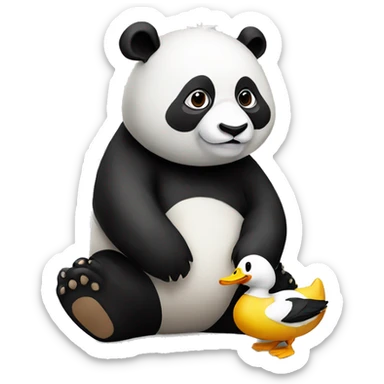 Panda with duck sticker