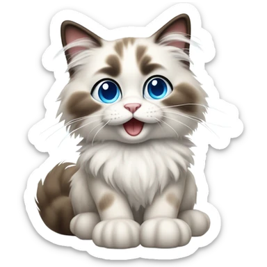 Ragdoll cat cheering  sticker