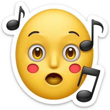emoji whistling with music notes coming out its mouth and side-eyeing sticker
