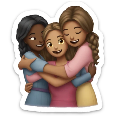 Five girls hugging  sticker