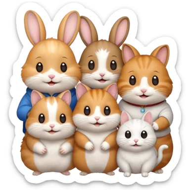 A hamster had three friends, the cat and rabbit they are from Chiikawa sticker