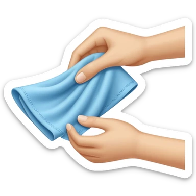 hand wiping a surface with a cloth sticker