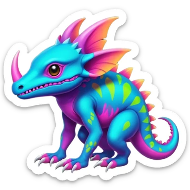 Dark vibrant pastel bright neon colorful edgy exotic painted Fakémon-Pokémon-Vernid-creature sticker