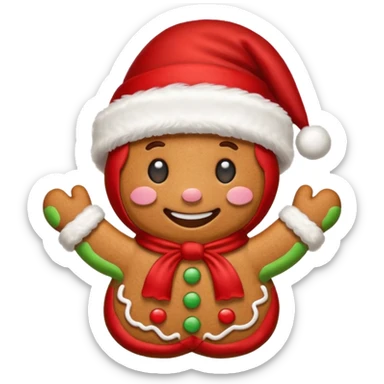 gingerbread cookie in red hat of santa shape sticker