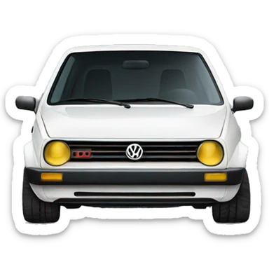 Volkswagen Golf with horns sitting on the hood sticker