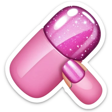 pink nails with glitter sparkly effect sticker