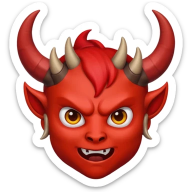 diablo emoji with simple, expressive face, red color, horns sticker