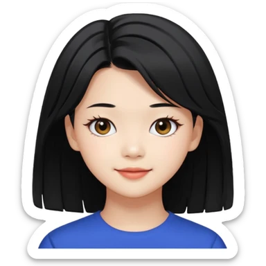 portrait emoji of Jeongyeon from TWICE, long black hair, subtle smile sticker