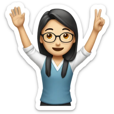 aisian students raising hand sticker