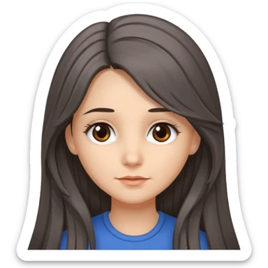 brunette girl long hair with strands of gray hairs sticker