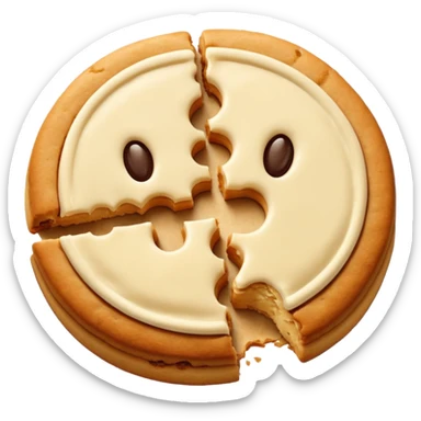 Two plain cookies, one bitten sticker