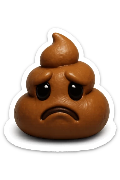 EMOJI STILE IPHONE 3D DI UNA MONTAGNETTA DI FECI A PALLINE CON ESPRESSIONE TRISTE, IPERREALISTICO 4K sticker