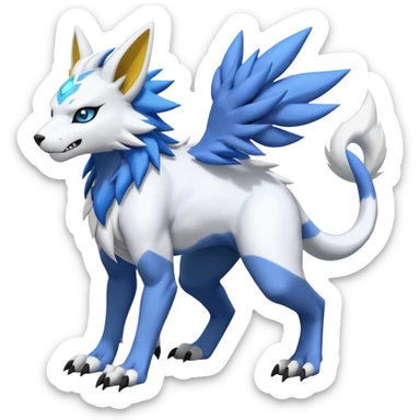 Garurumon-Zeraora-Renamon-Absol-fusion-hybrid-creature (full body sticker