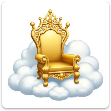 A majestic golden throne sitting on fluffy white clouds sticker