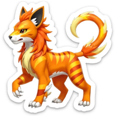 Shiny Glowing Legendary Epic Pyroar-Torracat-Luxray-Tigress-Houndoom-Liger-Hybrid-Fakemon-hybrid-Creature (full body) sticker