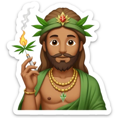 Stoner god with marijuana joint smoking sticker