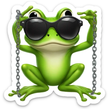 Frog with chains and sunglasses flipping me off sticker