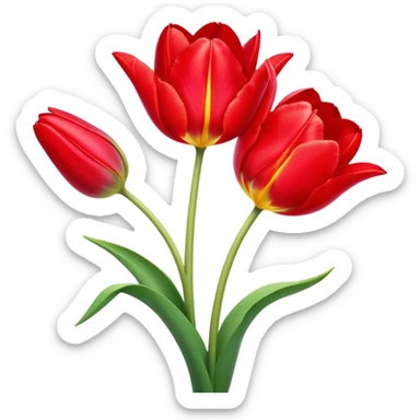 ​Cinematic Realistic Tulip, depicted as a single, exquisitely detailed bloom with vibrant red petals and a delicate stem, softly illuminated by natural light that highlights its graceful beauty and elegant form, sticker