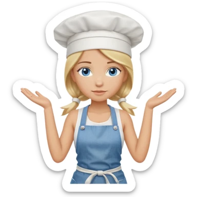 Sexy Full body  pretty
Long Blonde hair blue eyed female chef arms folded wearing tank top and denim shorts and chef hat arms folded sticker