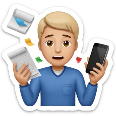 an emoji that depicts a product manager juggling work with panic sticker
