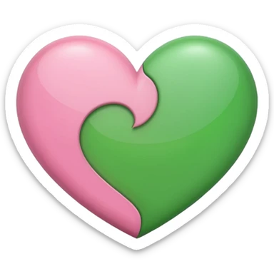 half pink half green heart sticker