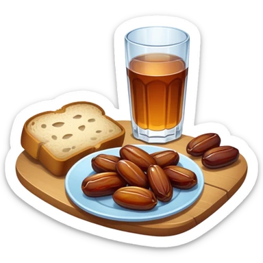 Pre-dawn meal with dates, bread, and water sticker