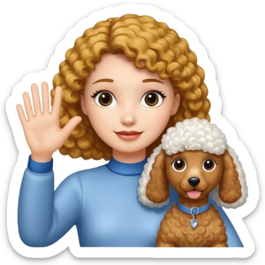 Poodle And girl say goodbye sticker