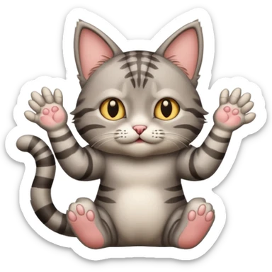 A cat raising both paws and shrugging its shoulders with a baffled expression sticker