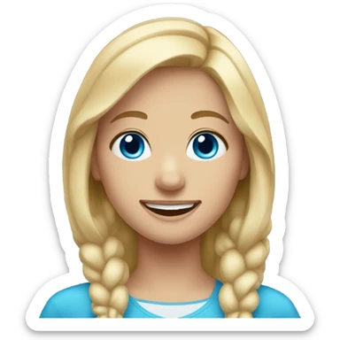 Blonde hair girl with blue eyes and braces  sticker