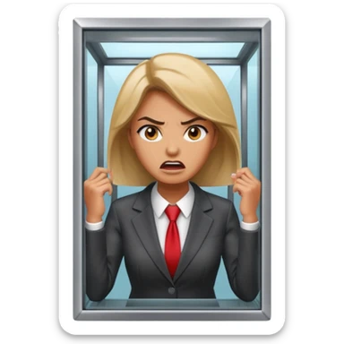 Telephone booth with angry woman inside sticker