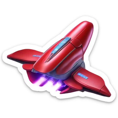 red spaceship lift off sticker