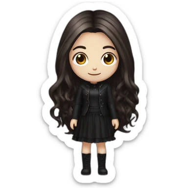 long brown haired goth girl sticker