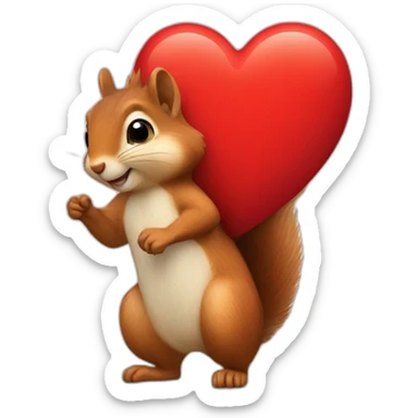 squirrel with a red heart on his breast sticker