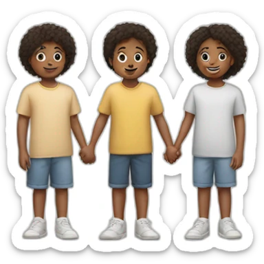 3 white siblings back to back crossing hands sticker