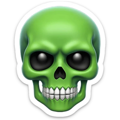 green skull emoji but intentionally low quality sticker