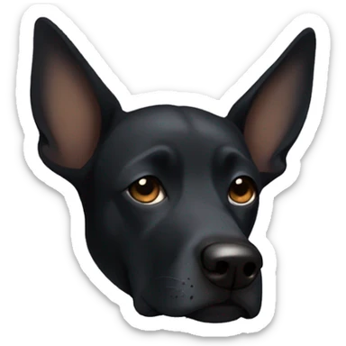 Black dog with pointy ears sleeping sticker
