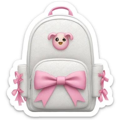 KjjmmmA white mini backpack with pink lace and bows sticker