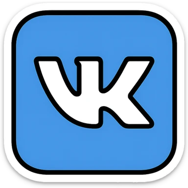 VK logo, app icon, blue and white, minimalist style sticker