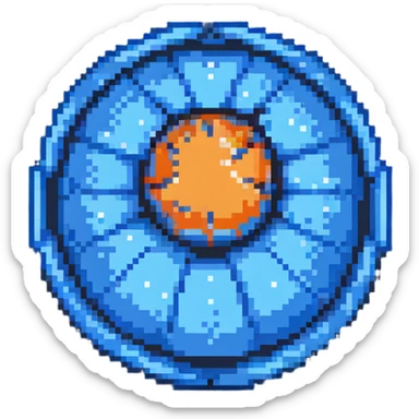 Blue digital bomb, round bomb body with blue highlights and details, no timer, sleek design, pixel art style sticker
