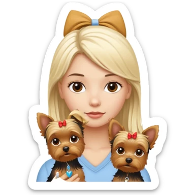 White blonde girl with yorkie  sticker