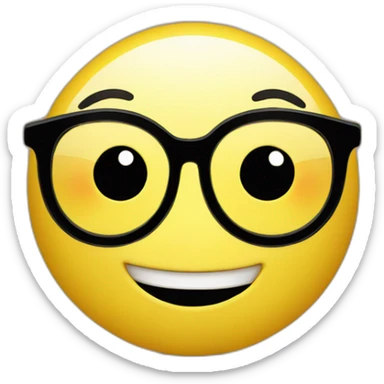 Yellow circle head With a cheerful expression with black eyes black glasses Hair on the head sticker