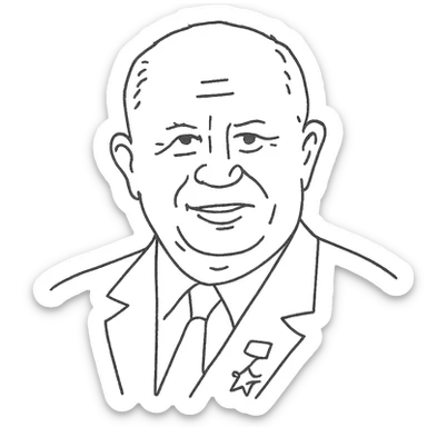 hand-drawn outlined portrait of Nikita Khrushchev sticker