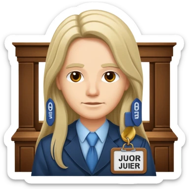 civilian long haired juror with nametag sticker