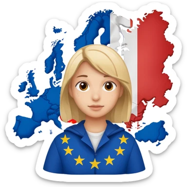 Europe styled student. Europe map with flags inside of the map is on the background  sticker