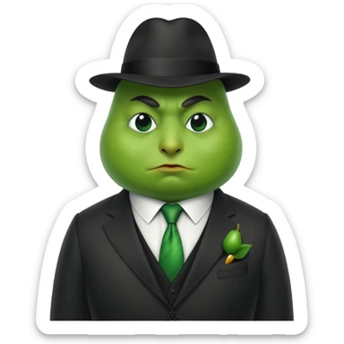 birne verkleidet als mafia boss mit geischt mann soll die brine erkennen  sticker