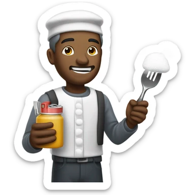 Man eating sugar with a spoon holding a lighter under it sticker